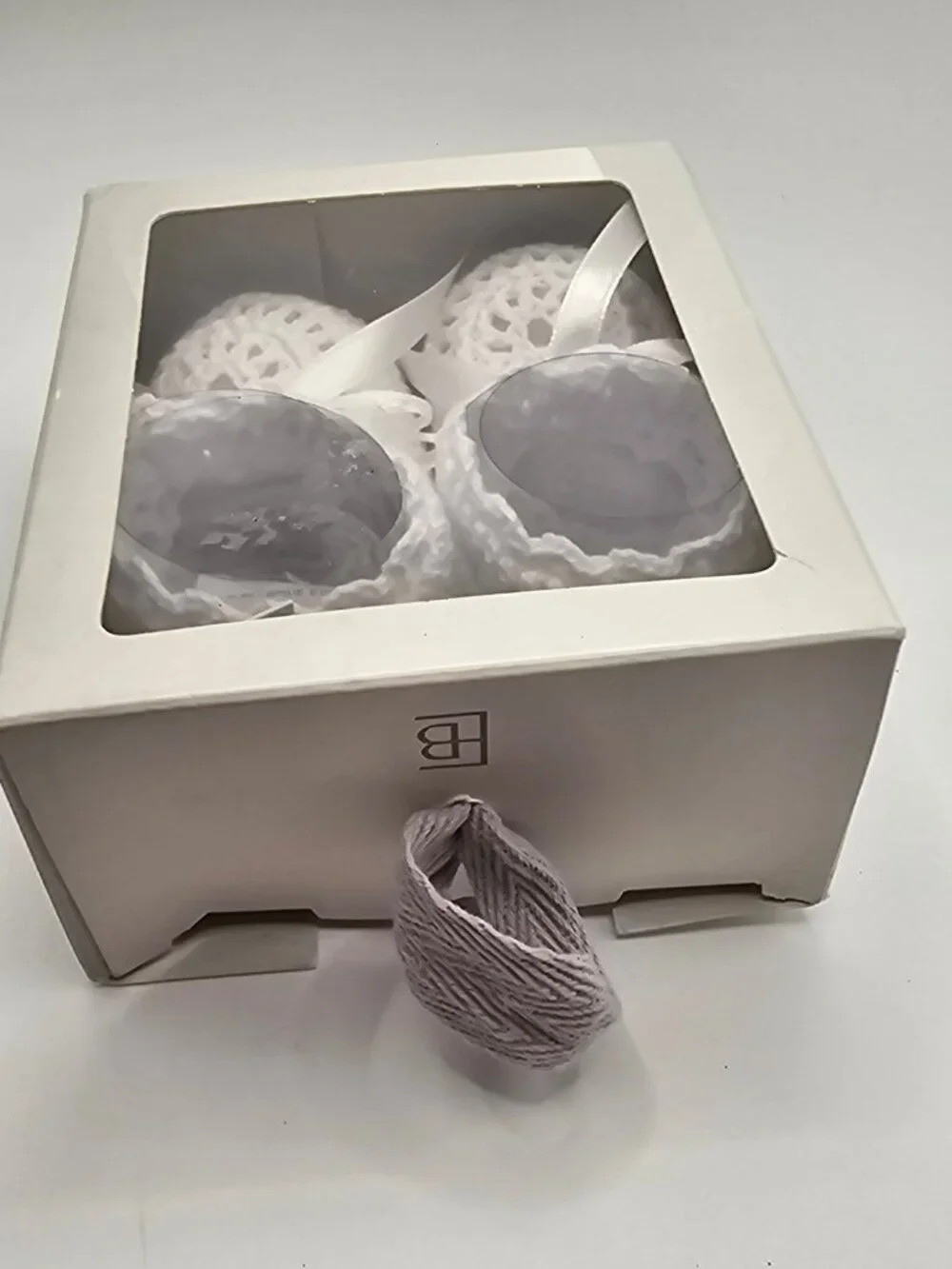 Elegant Baby White Christening Crochet Knit Booties 0-6 Months Gift Box